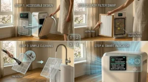 Simple step-by-step guide on cleaning and replacing filters for an air purifier for seasonal allergies to ensure efficiency.