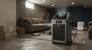 Heavy-duty air purifier for odors removing musty mildew smells in a finished basement