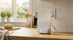 A compact air purifier for kitchen smoke designed to reduce VOC exposure from daily cooking activities.