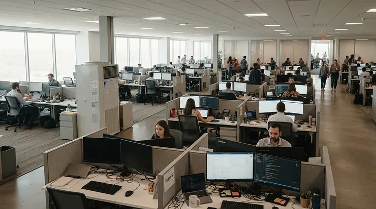 A powerful air purifier for shared office purifying the air in a large open floor plan.