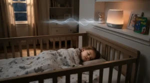 The quietest air purifier for baby room sleep providing soothing background hum alongside a white noise machine