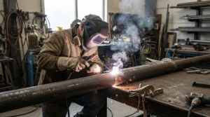 An air purifier for garage workshop fumes actively filtering out thick welding smoke and metal fabrication exhaust.